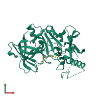 PDB entry 2zjl coloured by chain, front view.