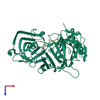 PDB entry 2zjl coloured by chain, top view.