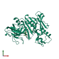 PDB entry 2zjn coloured by chain, front view.