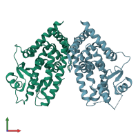 PDB entry 2zk0 coloured by chain, front view.