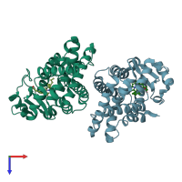 PDB entry 2zk6 coloured by chain, top view.