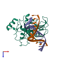 PDB entry 2zke coloured by chain, top view.