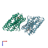 PDB entry 2zkj coloured by chain, top view.