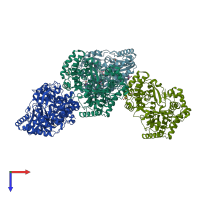 PDB entry 2zku coloured by chain, top view.