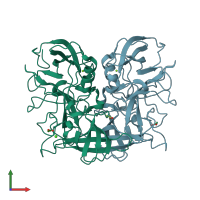 PDB entry 2zl5 coloured by chain, front view.