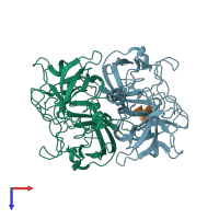 PDB entry 2zl6 coloured by chain, top view.