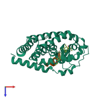 PDB entry 2zl9 coloured by chain, top view.