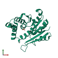 PDB entry 2zlb coloured by chain, front view.