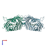 PDB entry 2zld coloured by chain, top view.