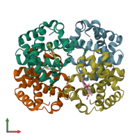 PDB entry 2zlw coloured by chain, front view.