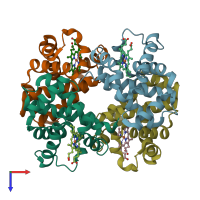 PDB entry 2zlw coloured by chain, top view.