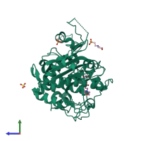 PDB entry 2zm0 coloured by chain, side view.