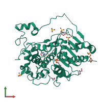 PDB entry 2zm2 coloured by chain, front view.