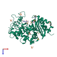 PDB entry 2zm2 coloured by chain, top view.