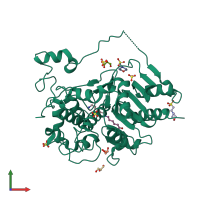 PDB entry 2zm7 coloured by chain, front view.