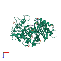 PDB entry 2zm7 coloured by chain, top view.