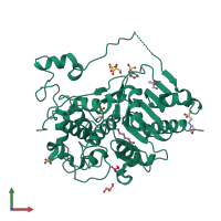 PDB entry 2zm8 coloured by chain, front view.