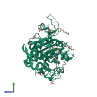 PDB entry 2zm8 coloured by chain, side view.