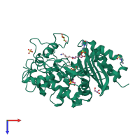 PDB entry 2zm8 coloured by chain, top view.