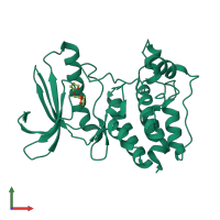 PDB entry 2zmc coloured by chain, front view.