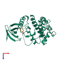 PDB entry 2zmc coloured by chain, top view.
