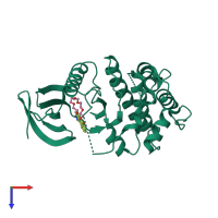 PDB entry 2zmd coloured by chain, top view.