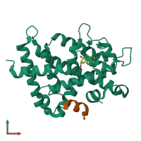 PDB entry 2zmh coloured by chain, front view.