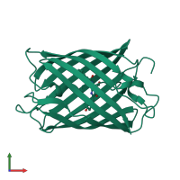 PDB entry 2zmu coloured by chain, front view.
