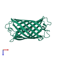 PDB entry 2zmu coloured by chain, top view.