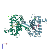 PDB entry 2zn9 coloured by chain, top view.