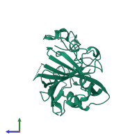 PDB entry 2znc coloured by chain, side view.