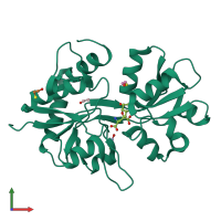 PDB entry 2znu coloured by chain, front view.