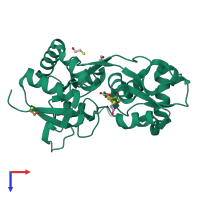 PDB entry 2znu coloured by chain, top view.