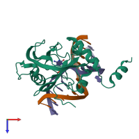 PDB entry 2zo0 coloured by chain, top view.