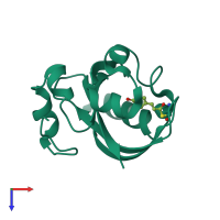 PDB entry 2zoi coloured by chain, top view.