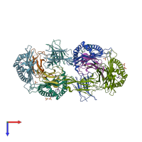 PDB entry 2zok coloured by chain, top view.