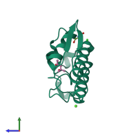PDB entry 2zp3 coloured by chain, side view.
