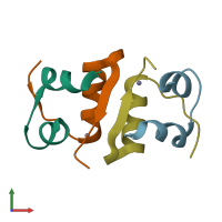 PDB entry 2zp6 coloured by chain, front view.