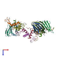 PDB entry 2zp9 coloured by chain, top view.