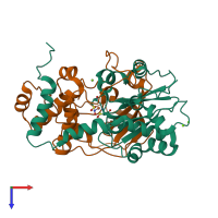 PDB entry 2zpb coloured by chain, top view.