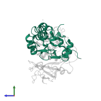 Nitrile hydratase subunit alpha in PDB entry 2zpb, assembly 1, side view.
