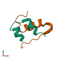 PDB entry 2zpp coloured by chain, front view.