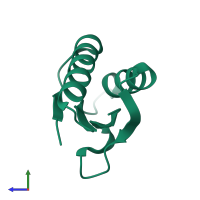 PDB entry 2zqe coloured by chain, side view.