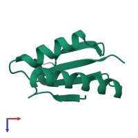 PDB entry 2zqe coloured by chain, top view.