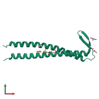 PDB entry 2zqm coloured by chain, front view.