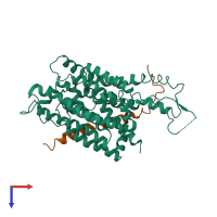 PDB entry 2zqp coloured by chain, top view.