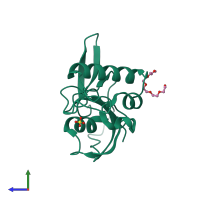 PDB entry 2zqv coloured by chain, side view.