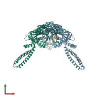 PDB entry 2zr2 coloured by chain, front view.