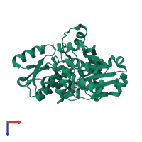 PDB entry 2zr8 coloured by chain, top view.