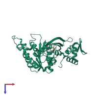 PDB entry 2zrd coloured by chain, top view.